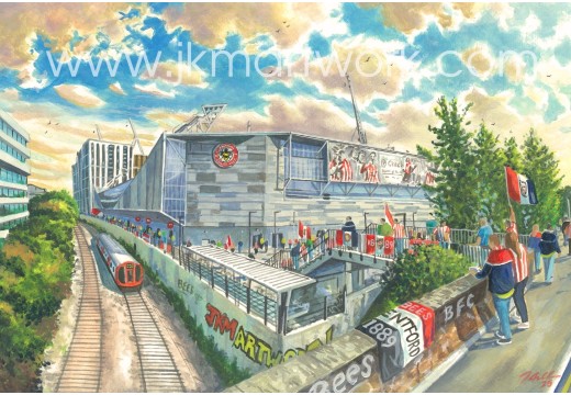 Brentford FC - GTECH Stadium 'Going to the Match' Art Wall Art Print